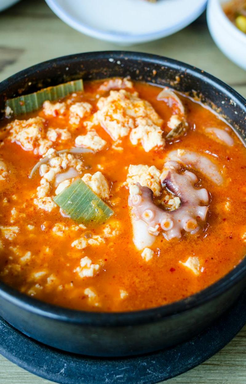 Sundubu Jjigae — Spicy Tofu Stew with Egg & Rice