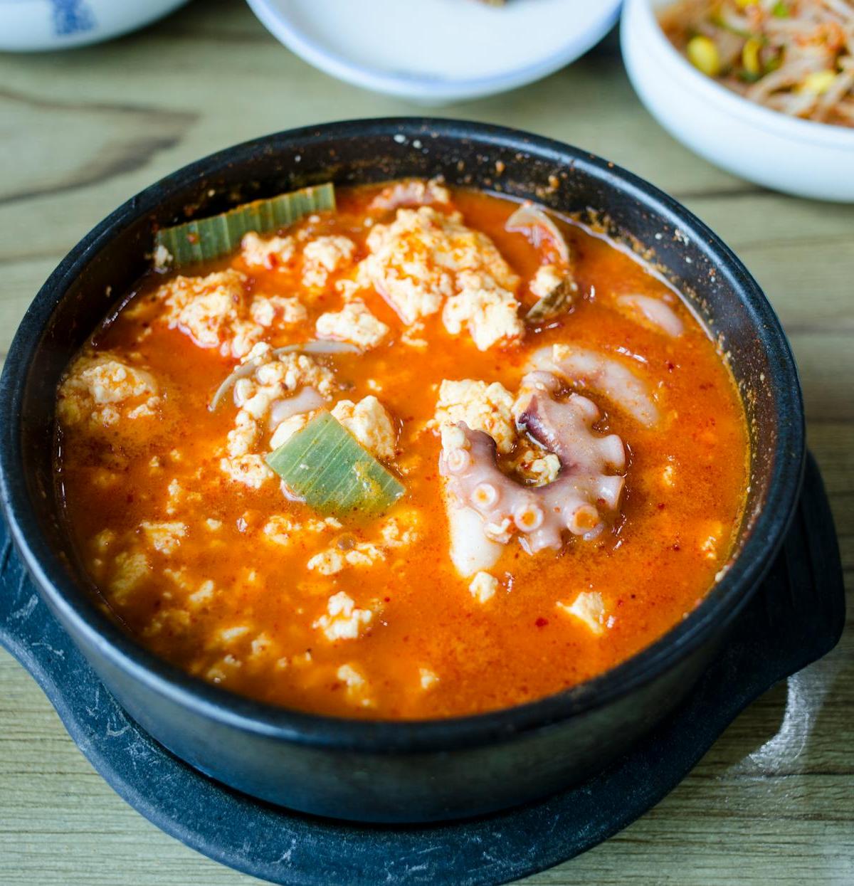 Sundubu Jjigae — Spicy Tofu Stew with Egg & Rice