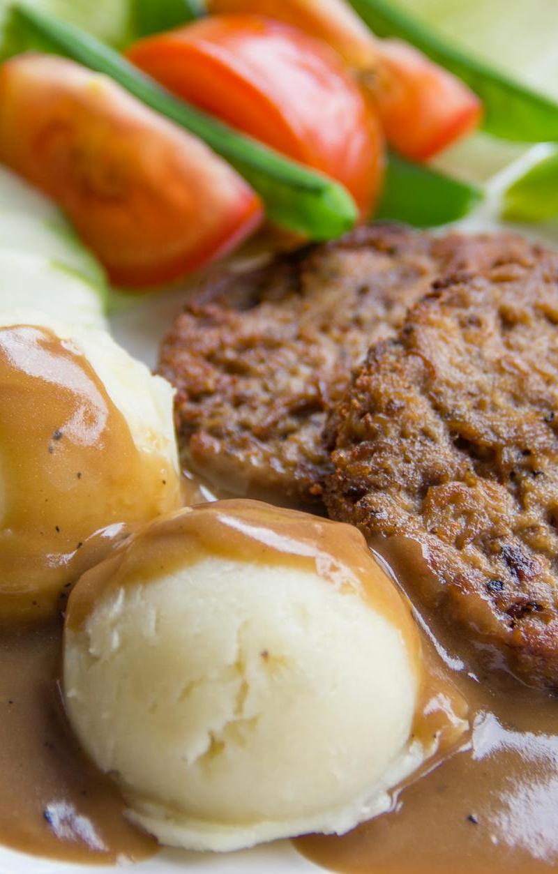 Swedish Beef Wallenbergare with Mashed Potatoes