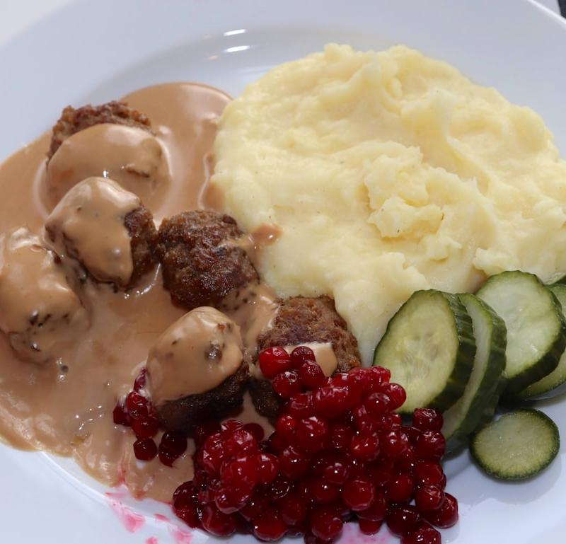 Swedish Pork Meatballs with Lingonberry Cream