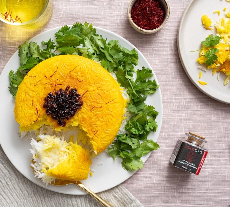 Tahchin: Crispy Saffron Chicken Rice