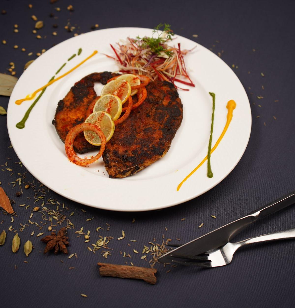 Tawa Fish with Crispy Onion Salad
