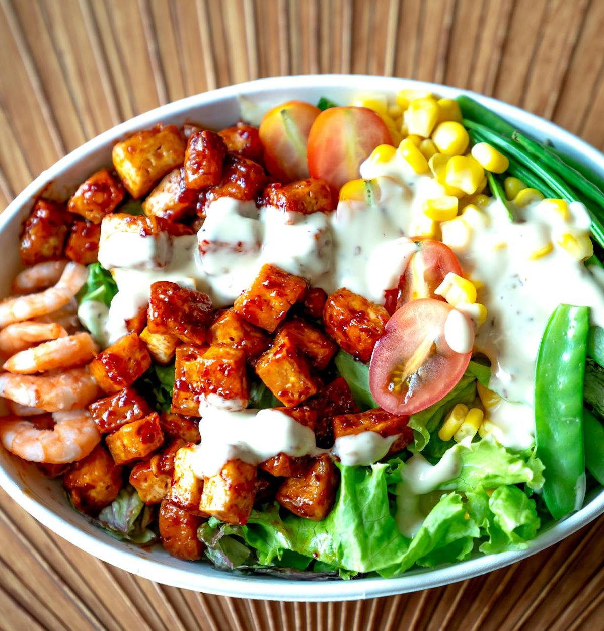 Teriyaki Tofu & Shrimp Rice Bowl