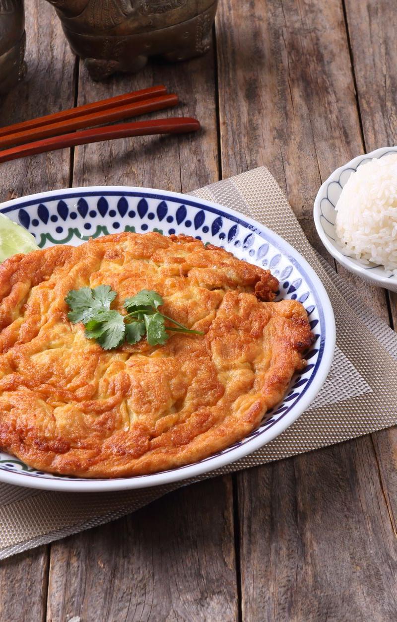 Thai Crab Omelette with Rice & Cucumber