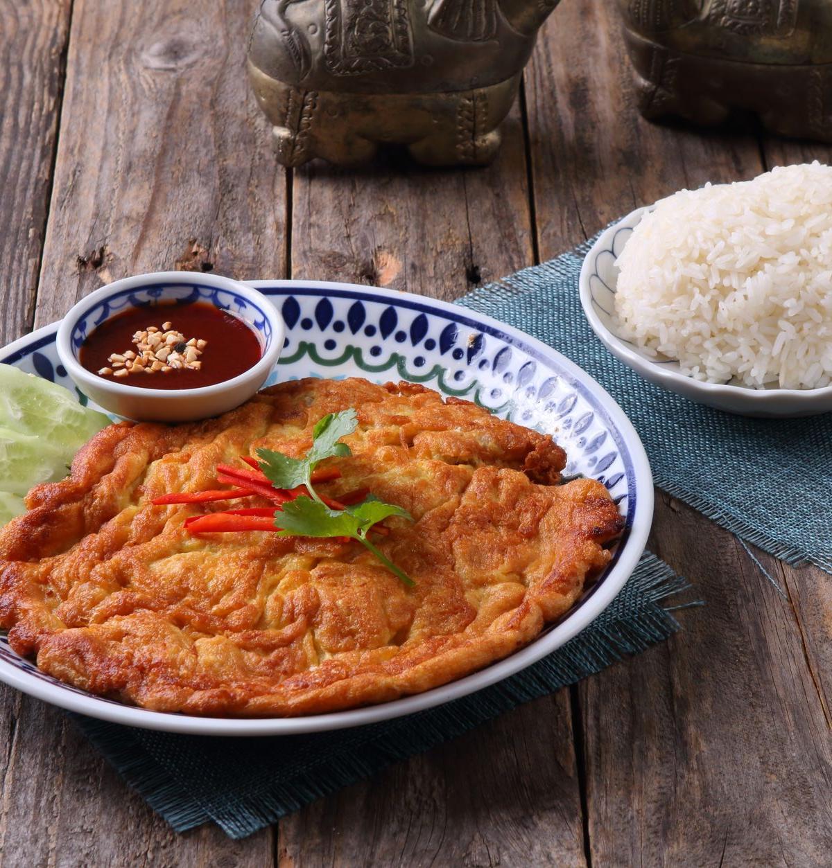 Thai Crab Omelette with Rice & Chili Sauce