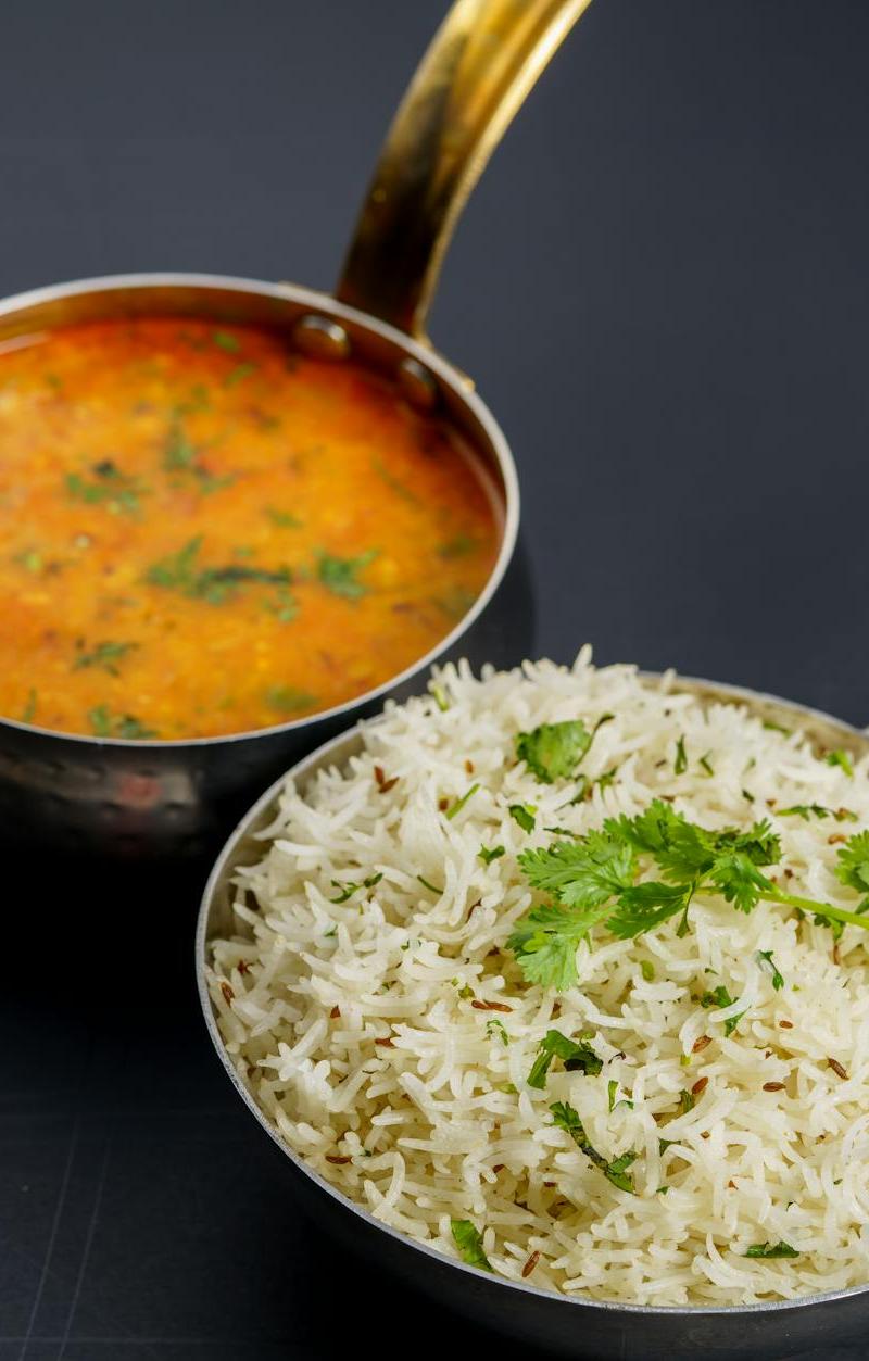 Tomato Tadka Dal with Jeera Rice