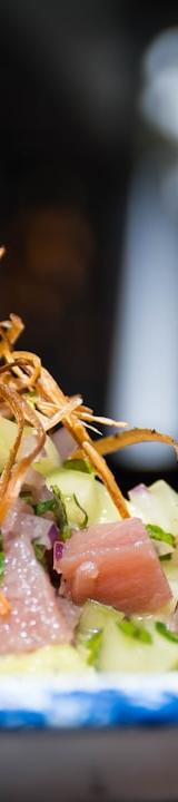 Tuna Ceviche Tostadas with Crispy Leeks