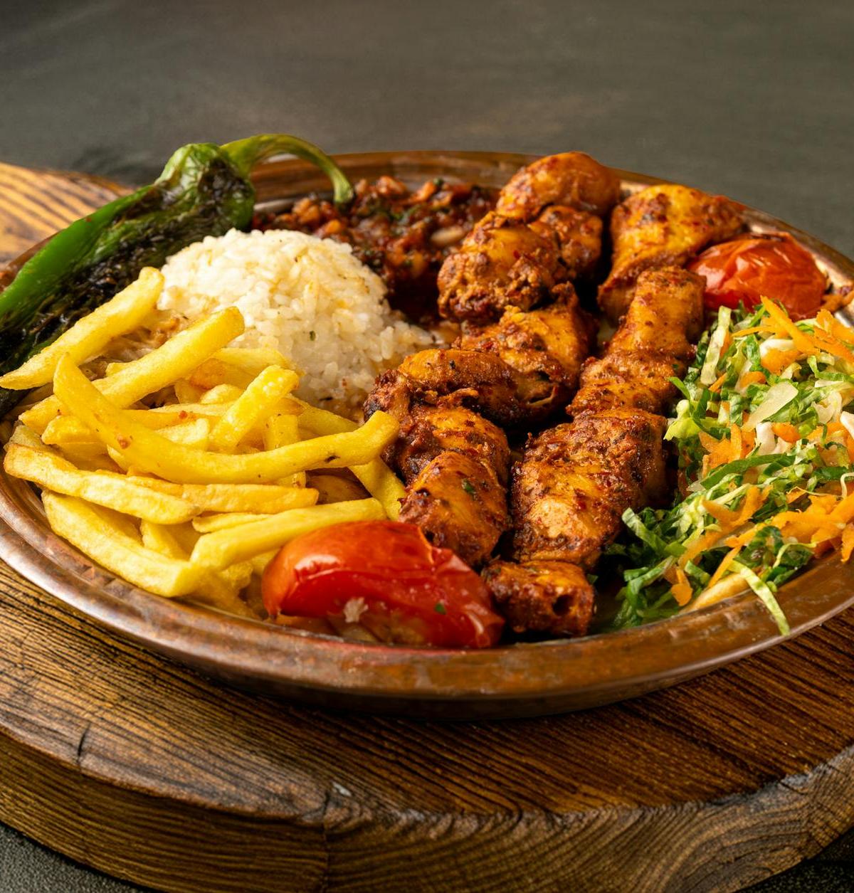Turkish Chicken Kebab Platter