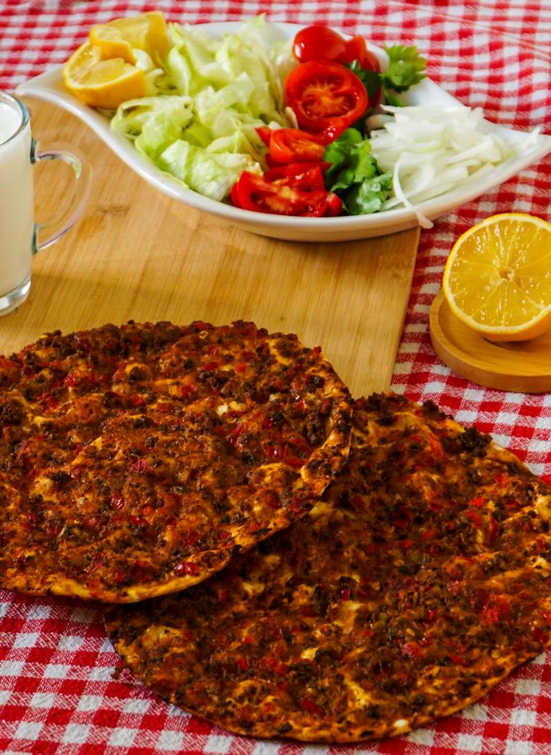 Turkish Lahmacun with Ayran & Lemon