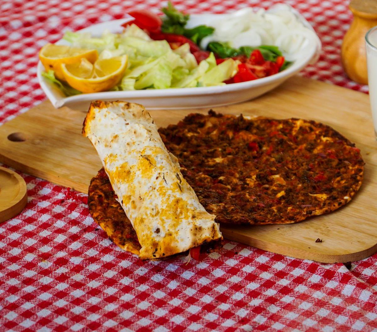 Turkish Lahmacun with Lemon & Quick Salad