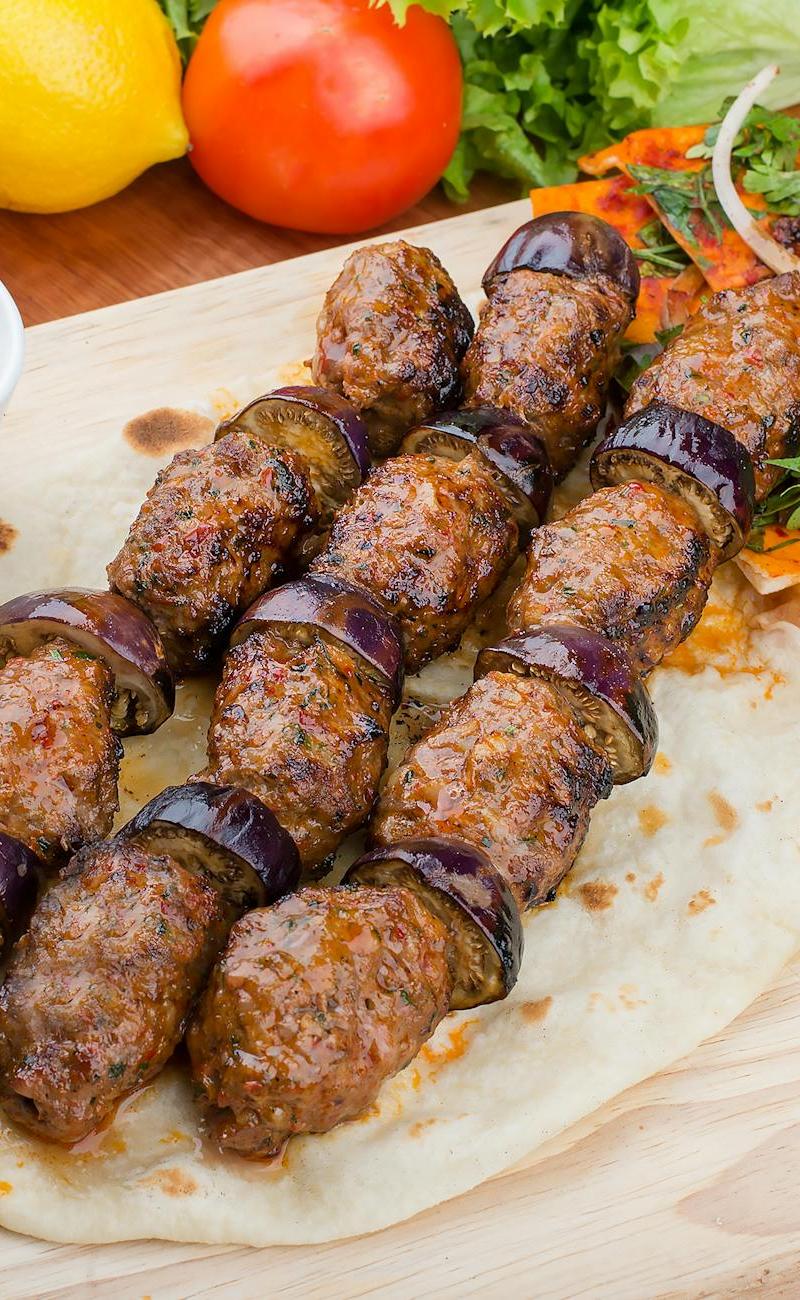 Turkish Lamb & Eggplant Kebab Plate