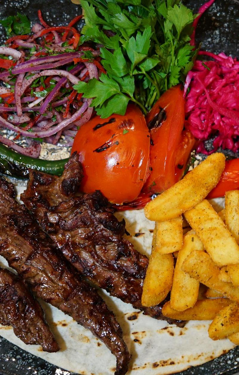 Urfa Kebab Plate with Crispy Fries & Pickles