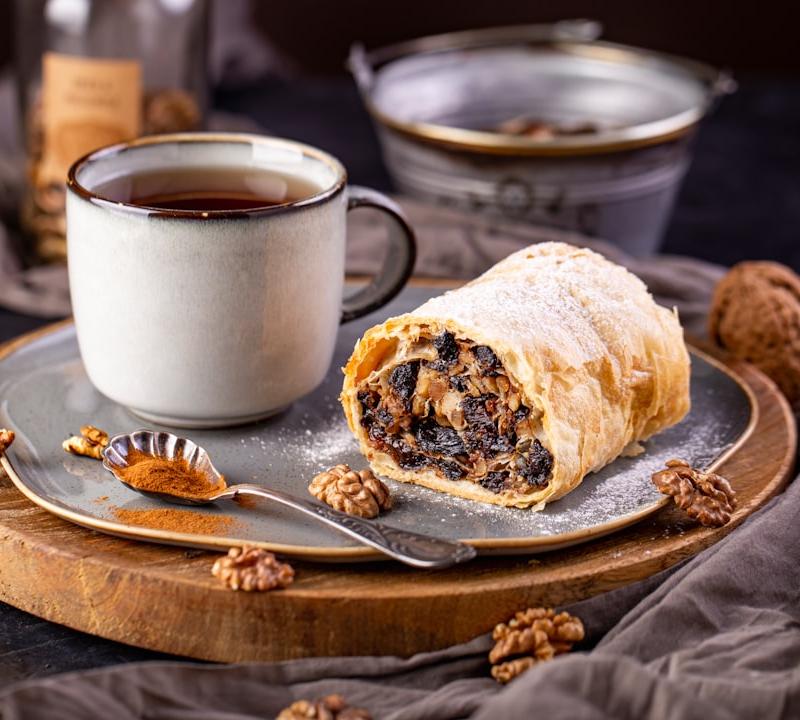 Walnut & Sour Cherry Strudel with Tea