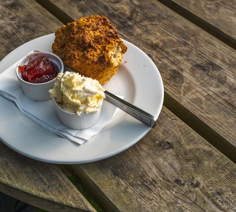 Warm Scones with Clotted Cream & Jam