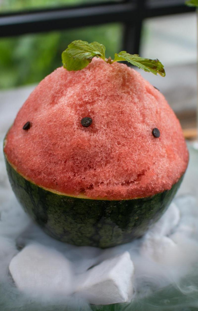 Watermelon Kakigori & Lychee Tea