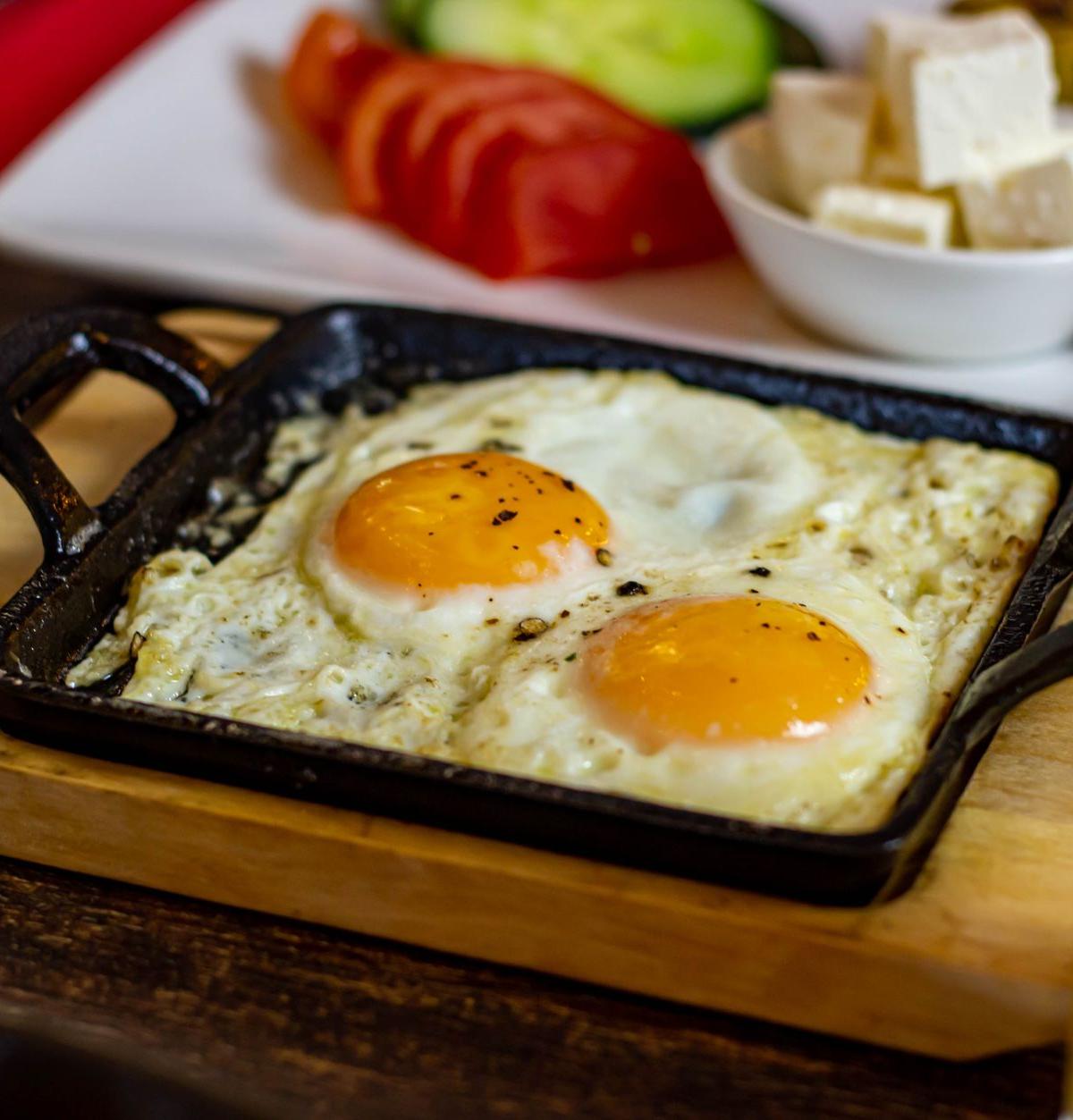 Feta Fried Eggs with Crispy Tortilla