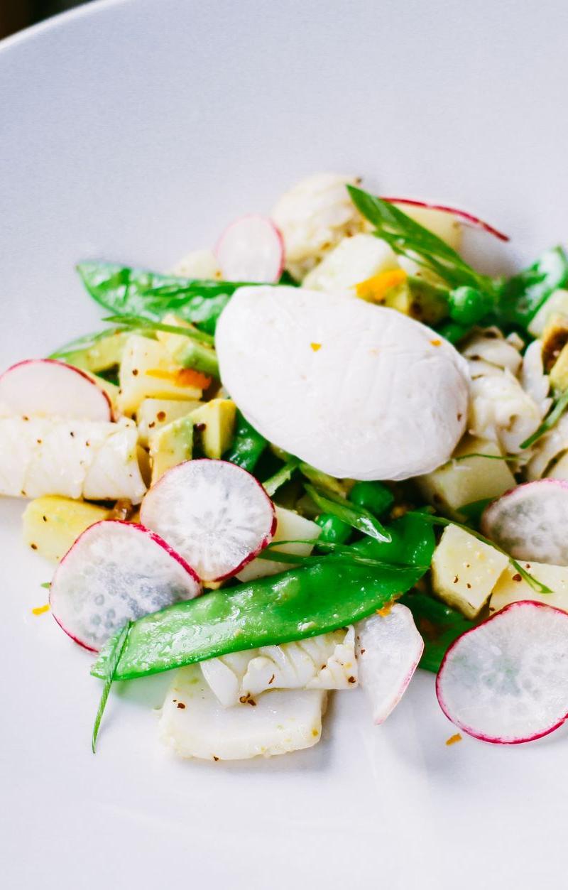 Crispy Snap Pea Salad with Burrata