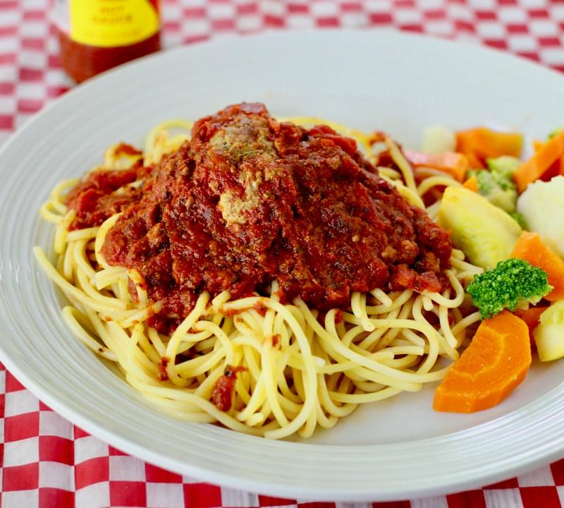 Spaghetti Marinara with Steamed Veg