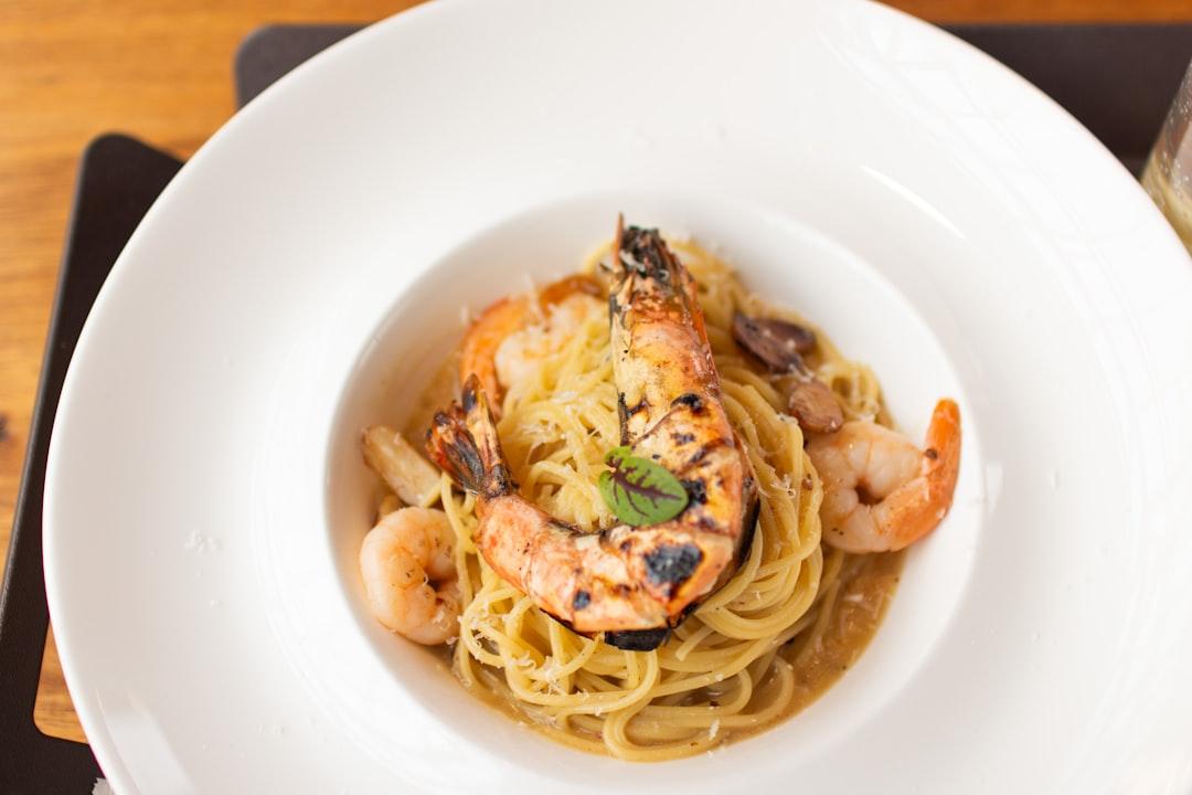 Garlic Oil Pasta with Crispy Shrimp