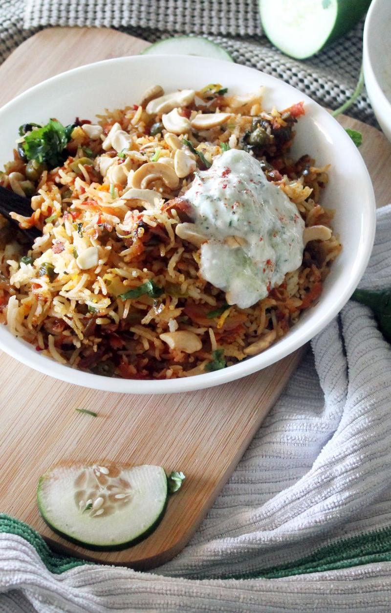 20-Min Spiced Lamb & Potato Rice with Raita