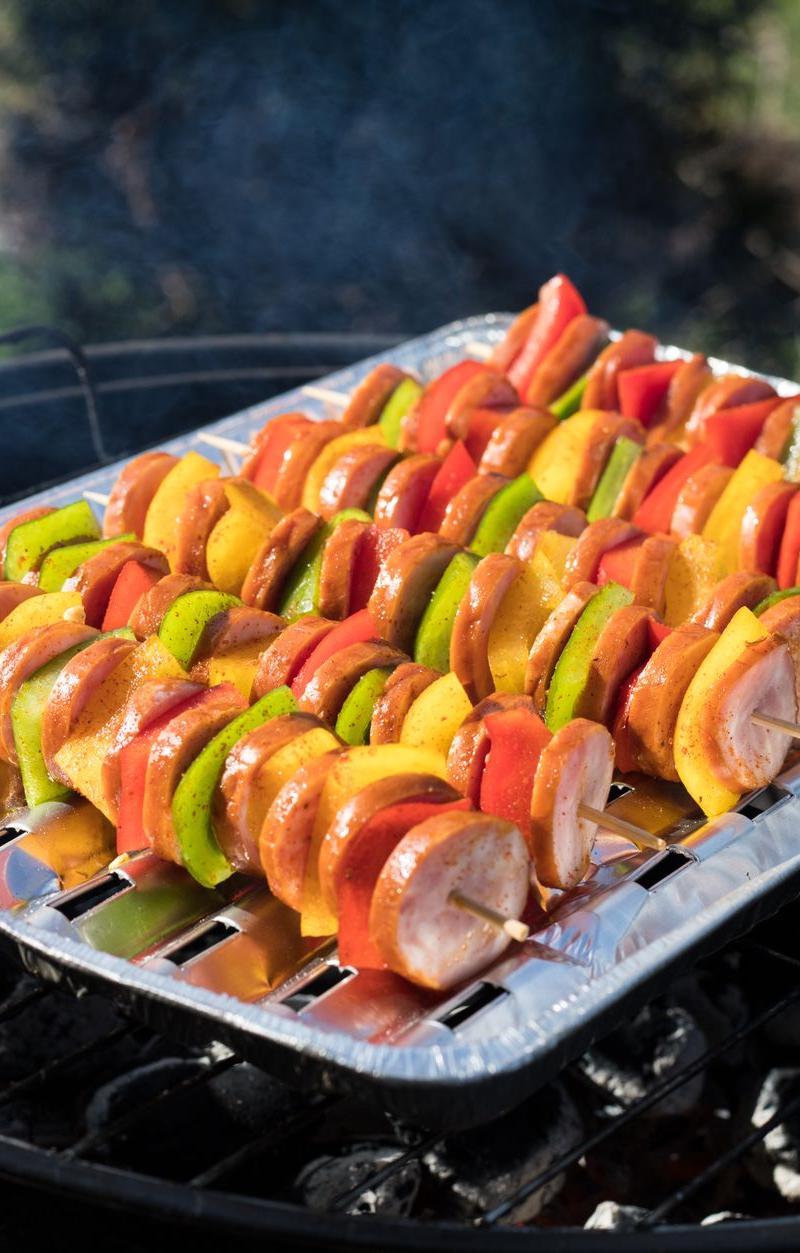 Charred Sausage & Pepper Skewers