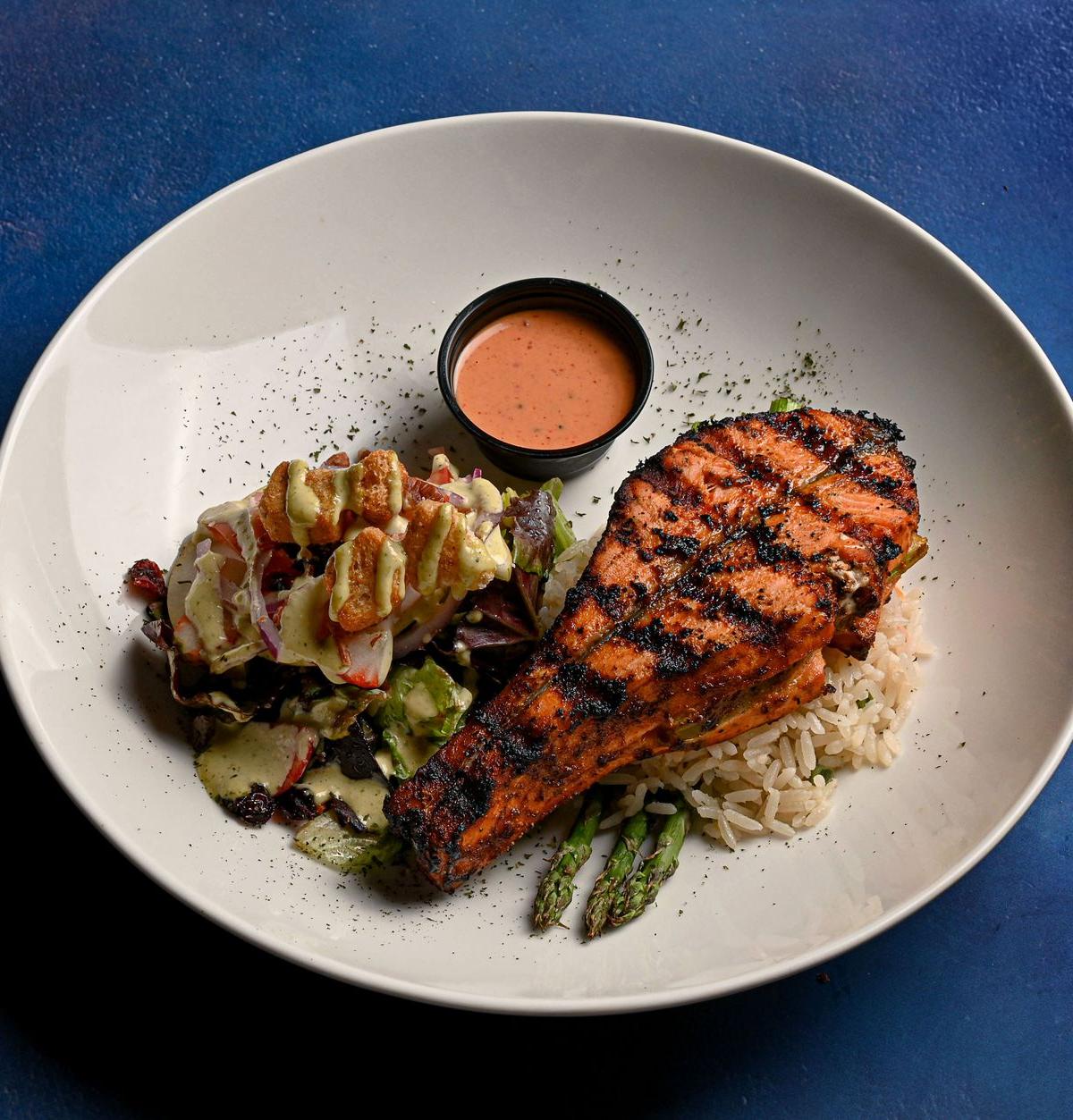 Cajun Salmon with Rice & Asparagus