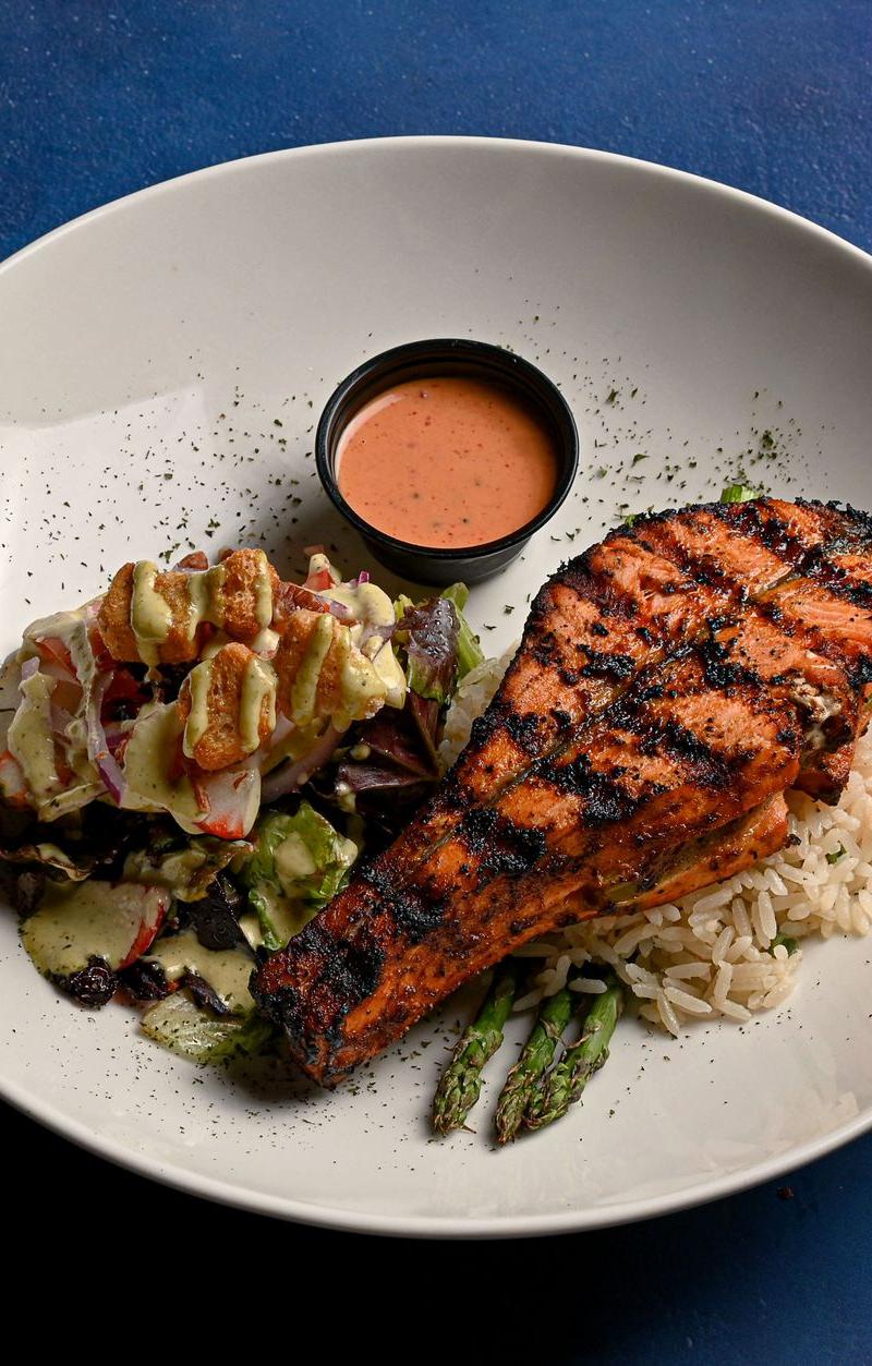 Cajun Salmon with Rice & Asparagus