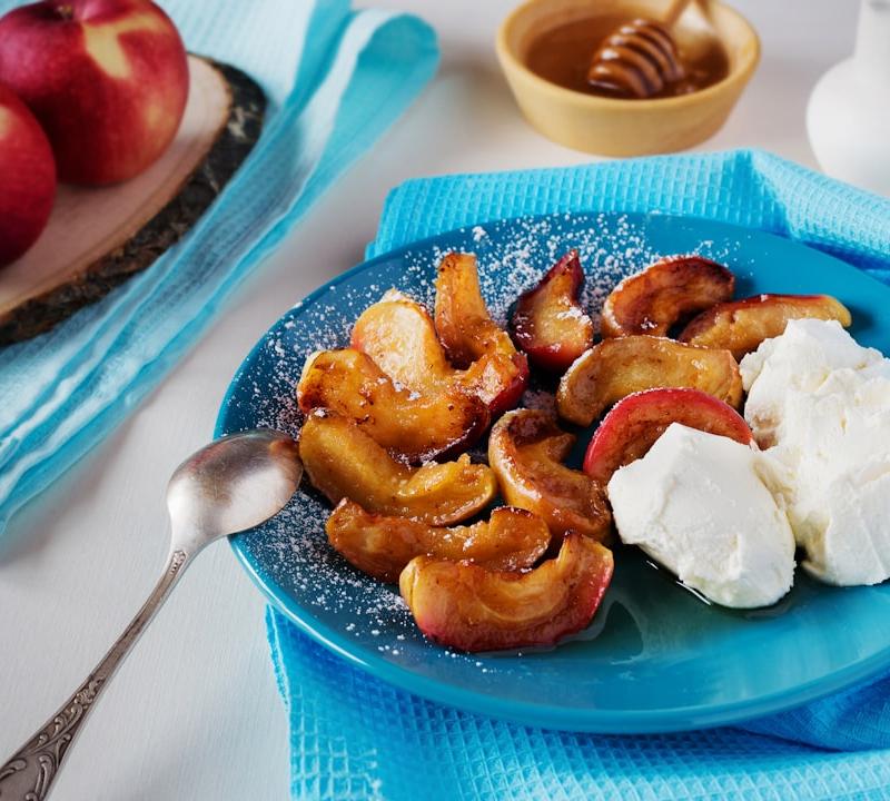 Crispy Cinnamon Apples with Whipped Cream