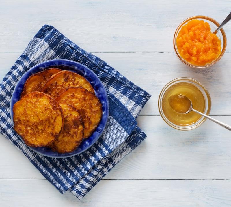 Crispy Carrot Fritters with Honey & Jam