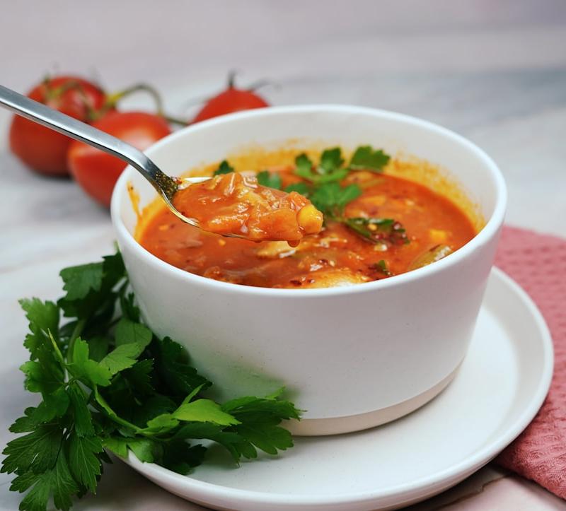 Creamy Tomato Soup with Gnocchi & Spinach