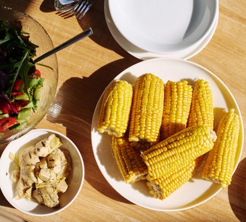 Chili Lime Butter Corn with Chicken & Salad