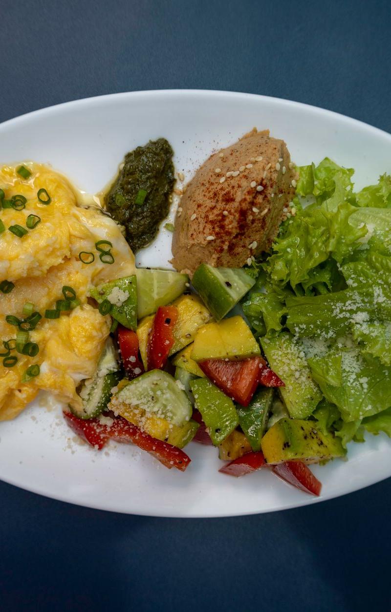 Pesto Scrambled Eggs with Sides