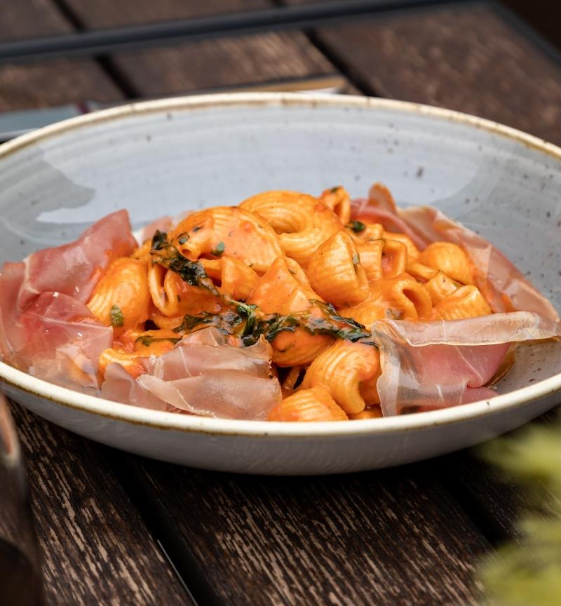 Creamy Tomato Tortellini with Prosciutto