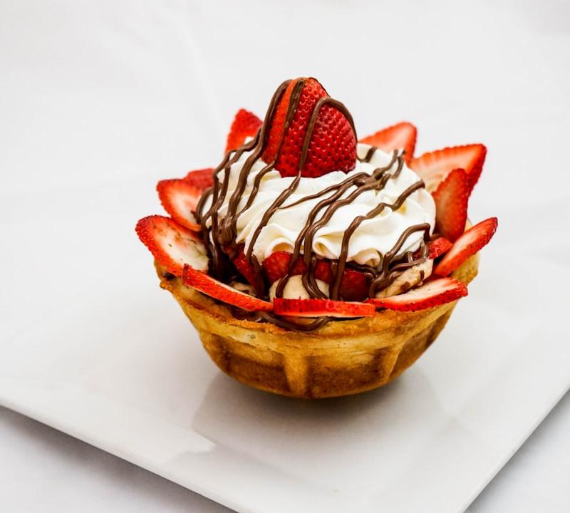 Strawberry Sundae in a Waffle Bowl