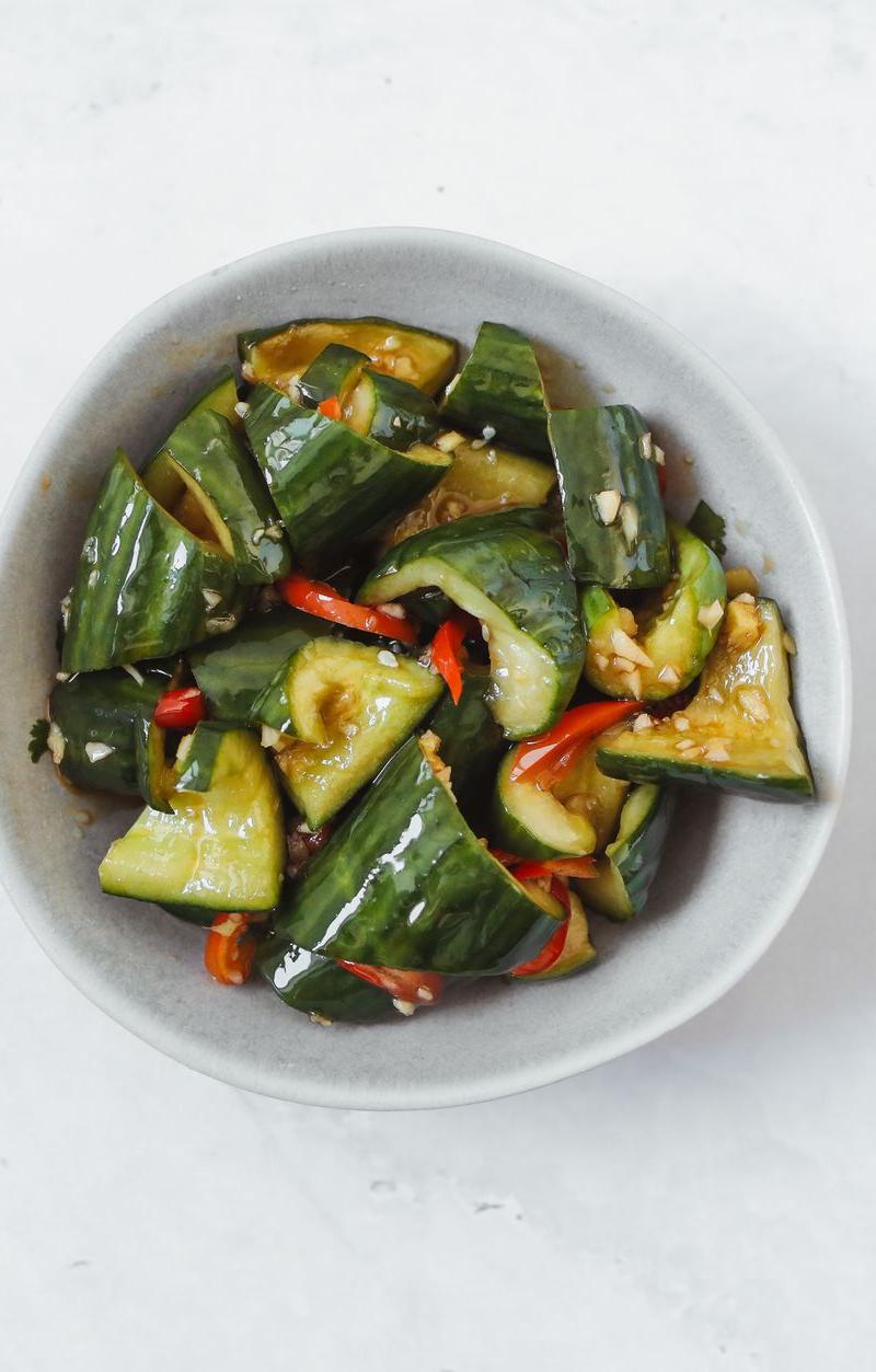 Smashed Garlic Cucumber Salad