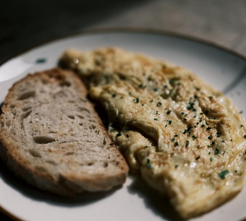 French Herb Omelet with Buttered Toast