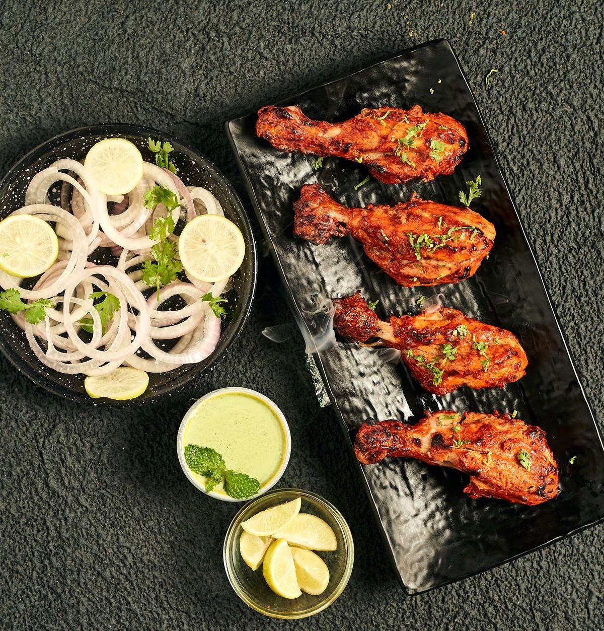 BBQ Chicken Drumsticks with Red Onion & Lemon