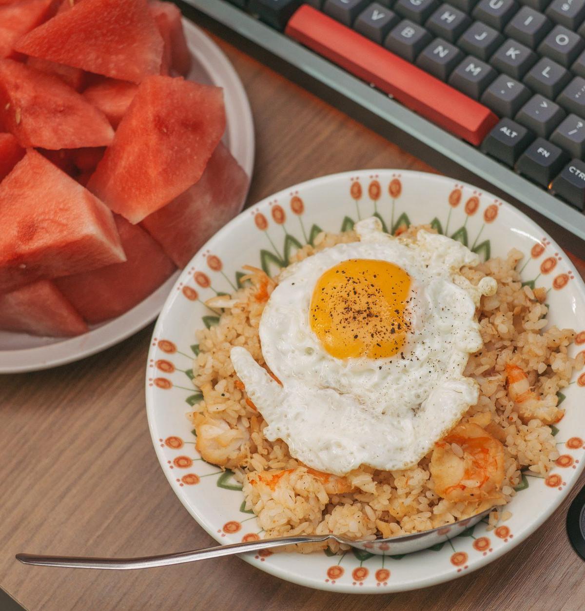 Breakfast Fried Rice with Crispy Egg