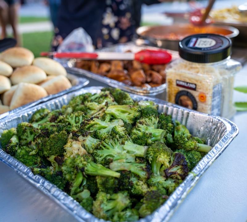 Charred Grilled Broccoli with Bread & Potatoes