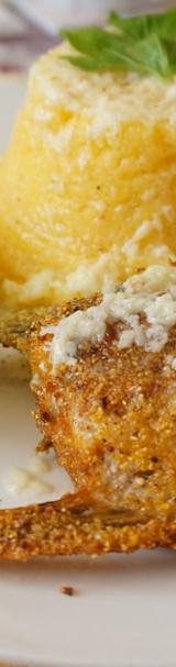 Hummus-Crusted Chicken with Polenta