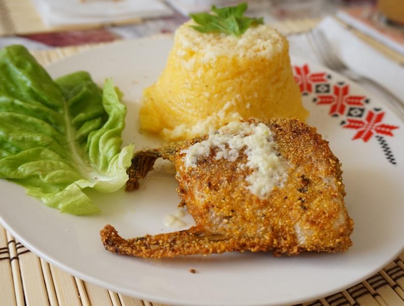 Hummus-Crusted Chicken with Polenta