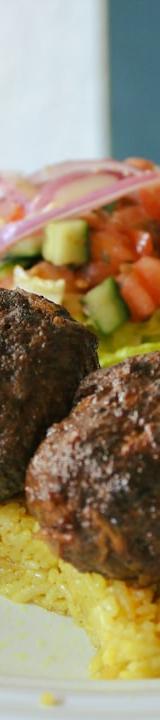 Sheet Pan Meatballs with Tzatziki & Green Sauce
