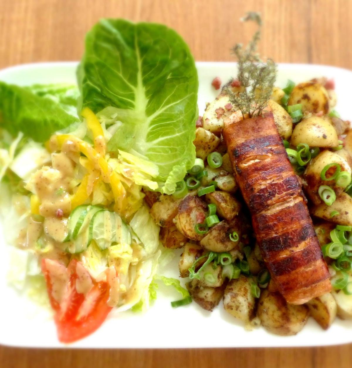 Warm German Potato Salad with Bacon & Apple
