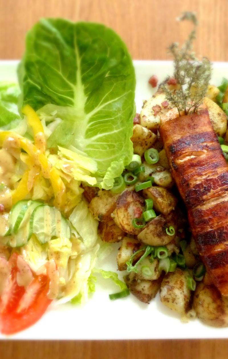 Warm German Potato Salad with Bacon & Apple