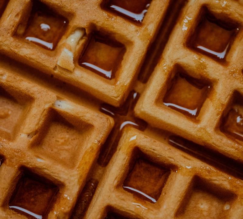 Golden Waffles with Maple Syrup