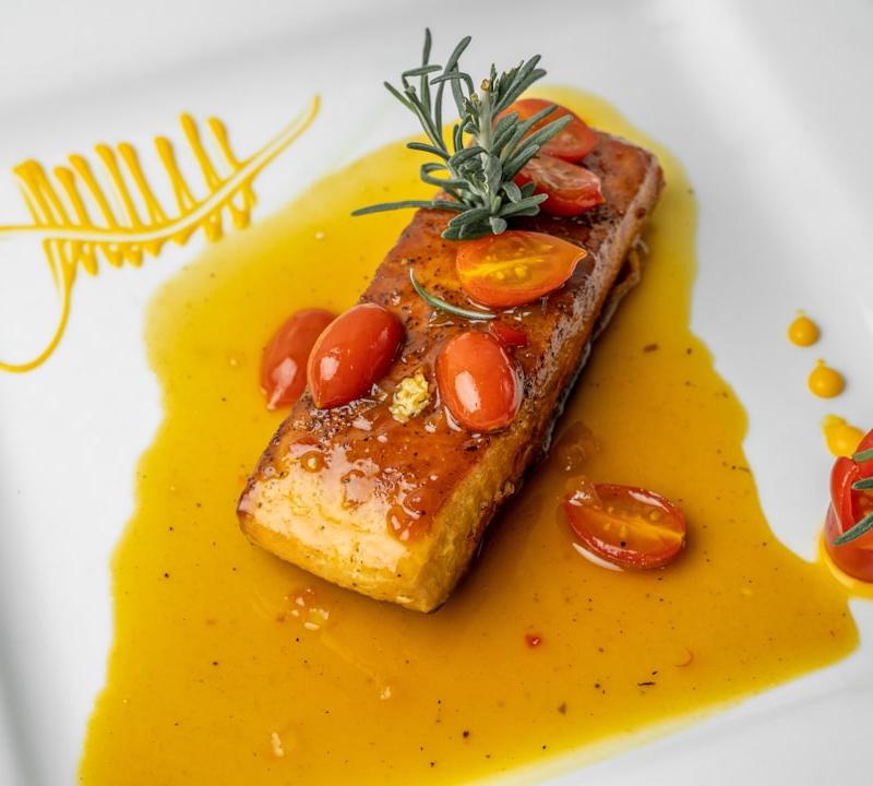 Maple Dijon Salmon with Charred Tomatoes