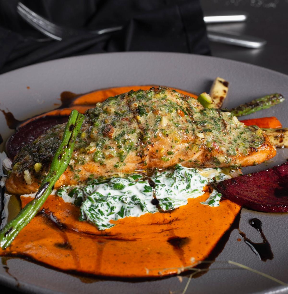 Chipotle-Honey Salmon with Roasted Veg