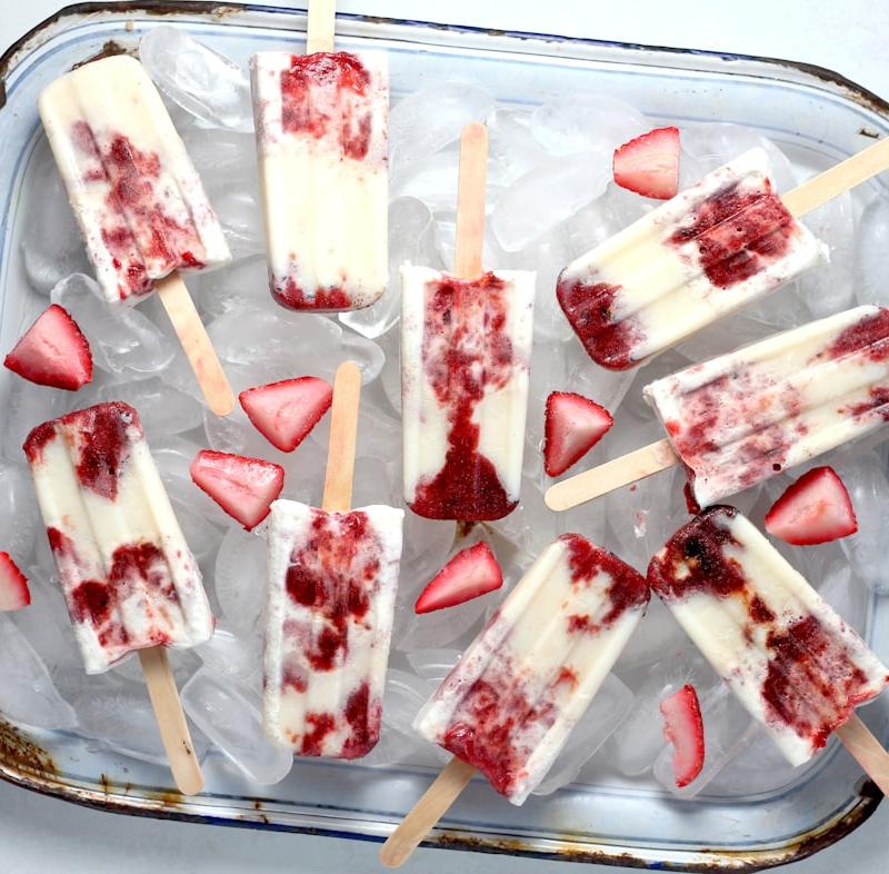 Strawberry Honey Yogurt Popsicles