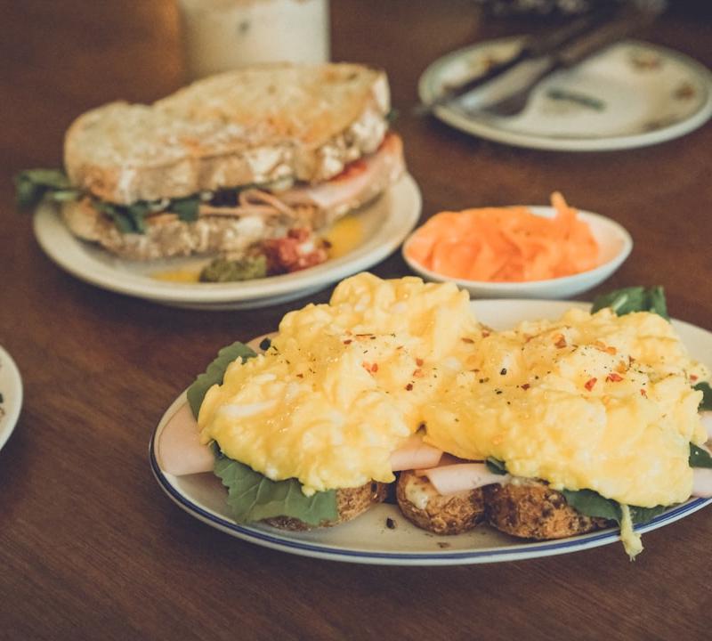 Ham & Cheddar Scramble on Toast
