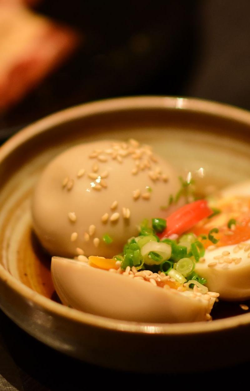 Soy Sauce Eggs with Crispy Pork Belly